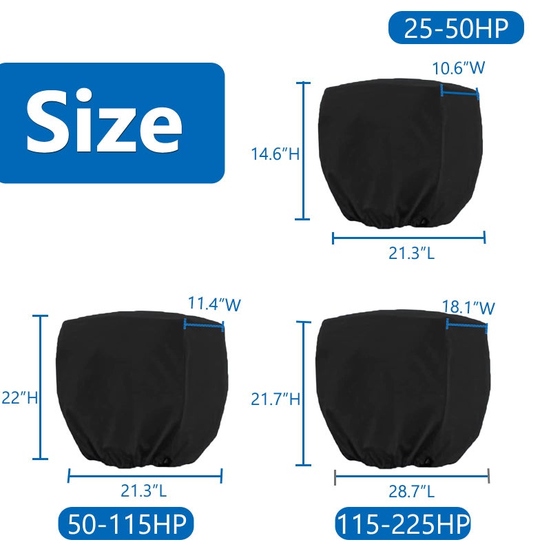 FCOUIID Outboard Motor Cover Boat Motor Cover, Outboard Engine Cover Up to 50-115 Thick (Black,2 Strokes) - Image 2
